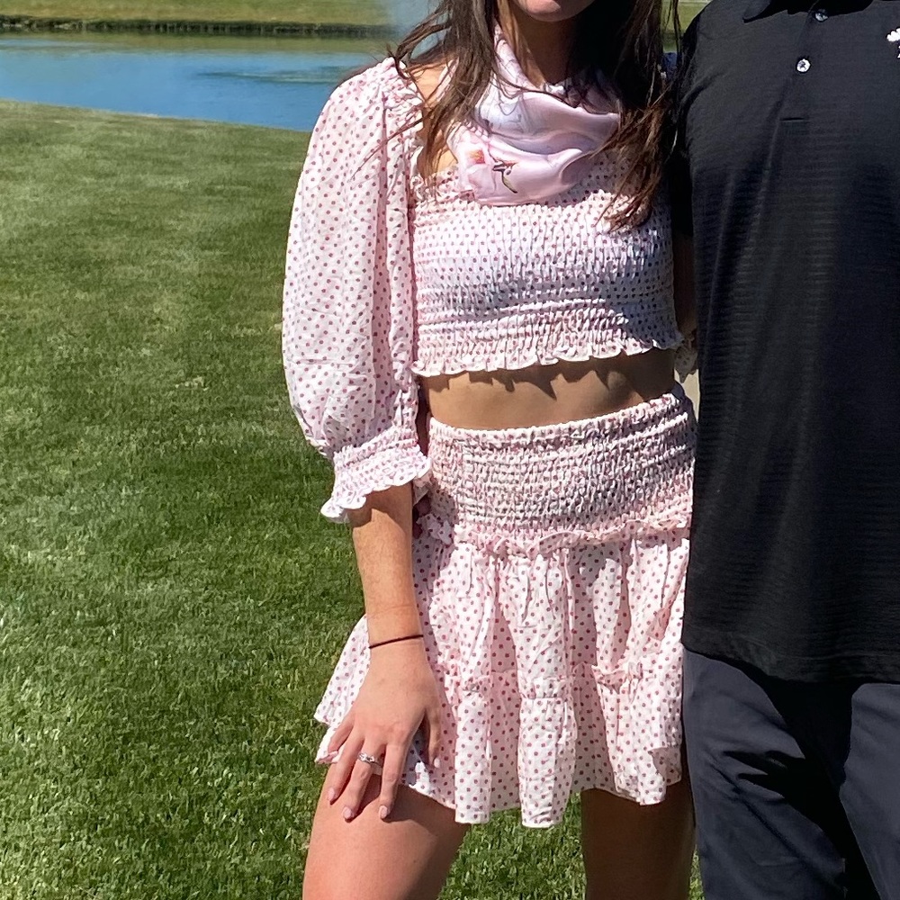 Olivaceous polka dot top & bottom set size small